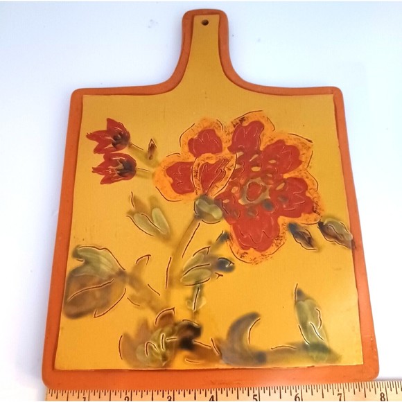 Cheese Board Trivet Decorative Floral Ceramic Nanette Vacher Ambiance 7.5" x 11" - Picture 3 of 13